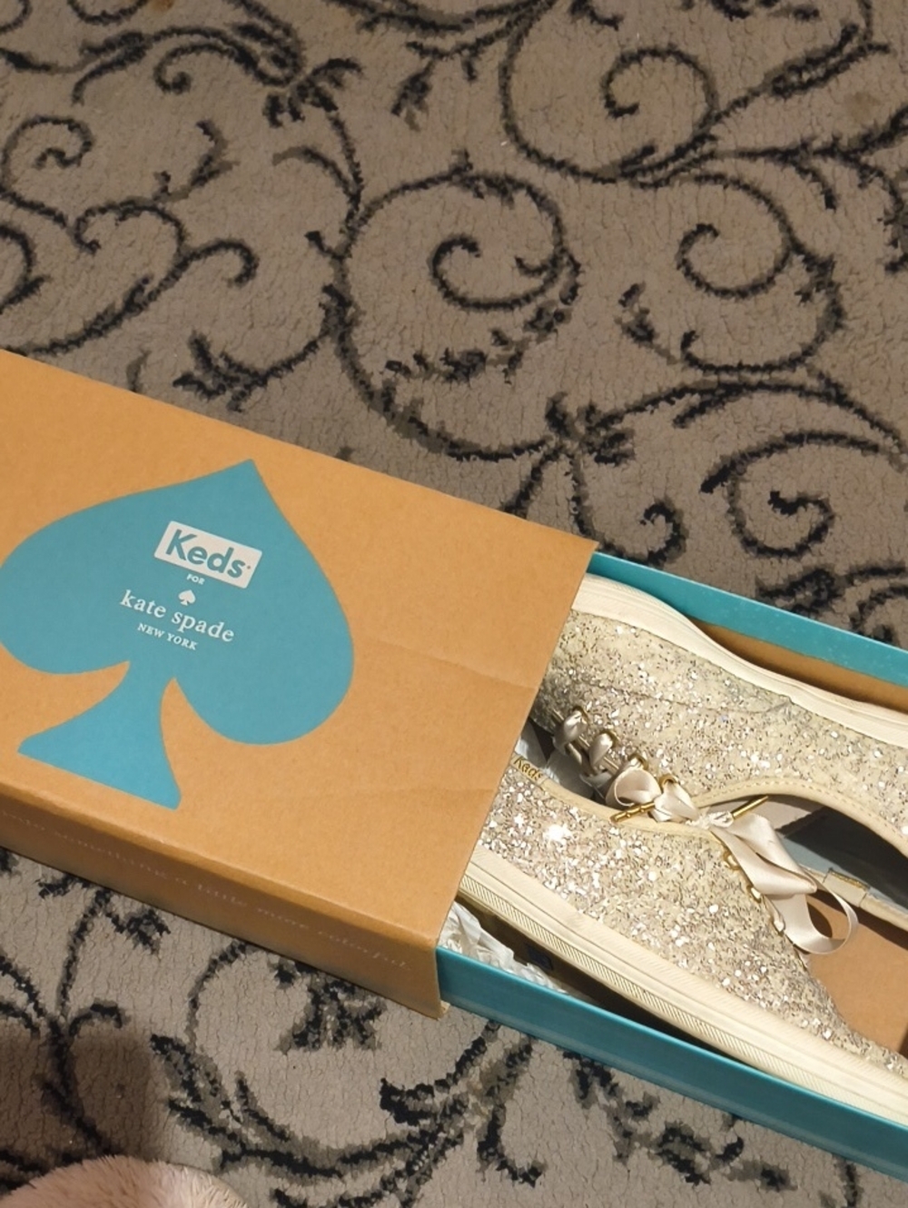Keds x Kate Spade Glitter Sneakers — White Silver
